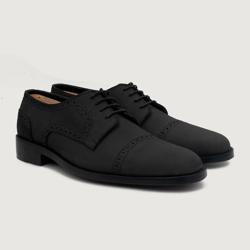 Dirk Brogues Derby Svart Nubuck Leather Shoes for Herre