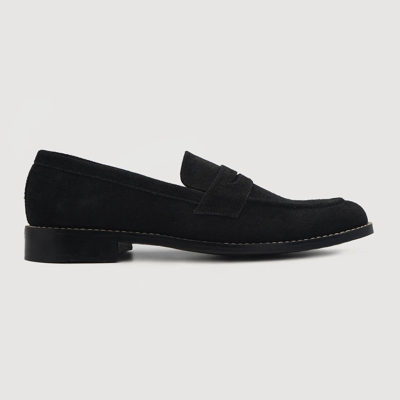 Baxton Svart Suede Leather Loafers for Herre