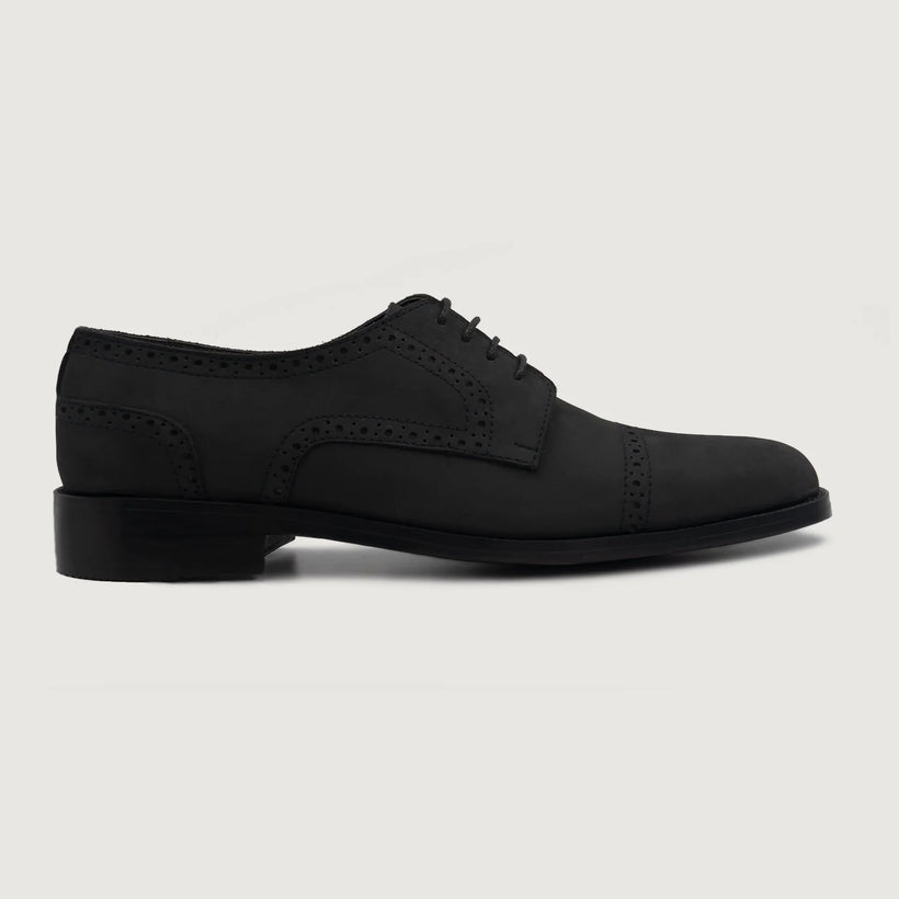 Dirk Brogues Derby Svart Nubuck Leather Shoes for Herre