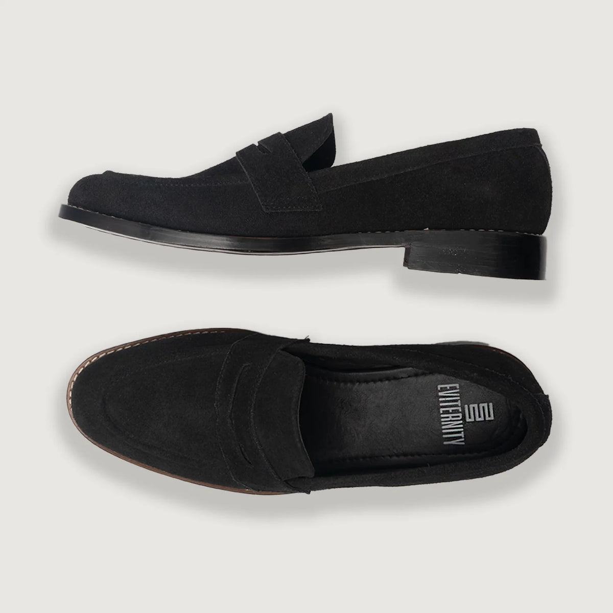High-Traction Rubber Outsole & Lug Tread Pattern on Baxton Black Suede Leather Loafers For Men