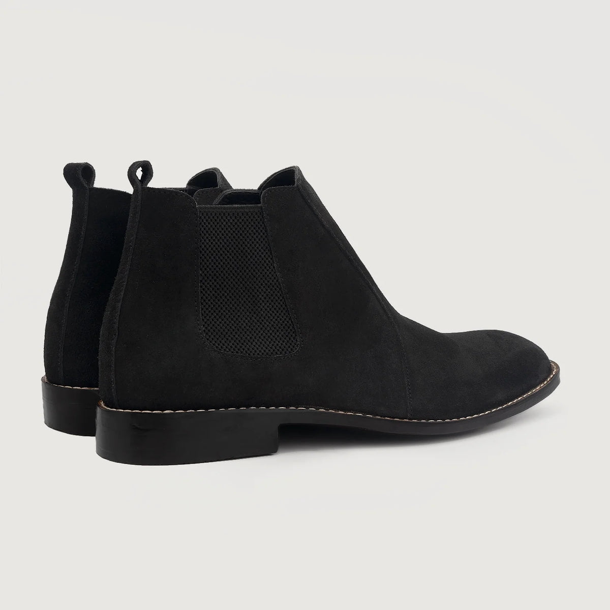 Clarkson Chelsea Black Suede Leather Boots For Men - Reinforced Heel Counter & Precision Double-Row Stitching Detail