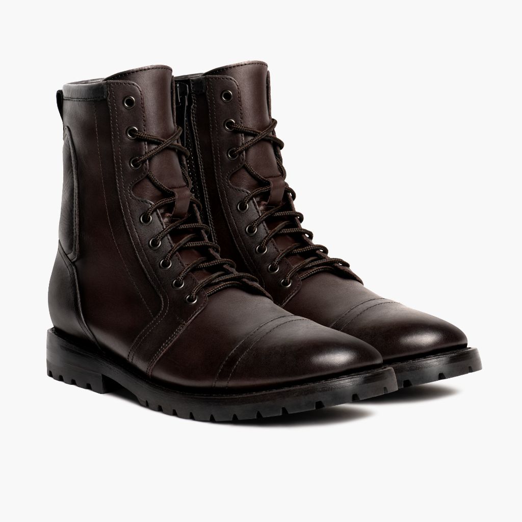 Casa Moto Old English Leather Boots in Classic Full-Grain Leather - Front Profile View & Tailored Silhouette | Buy Online