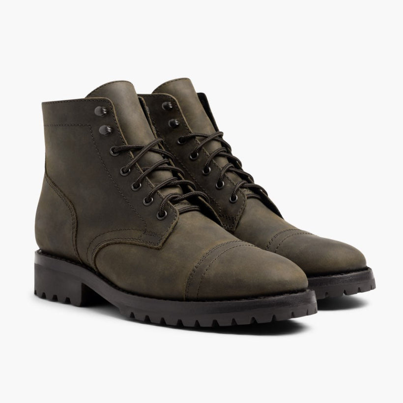 Captain StormKing® Dark Olive Matte Leather Boots for Herre
