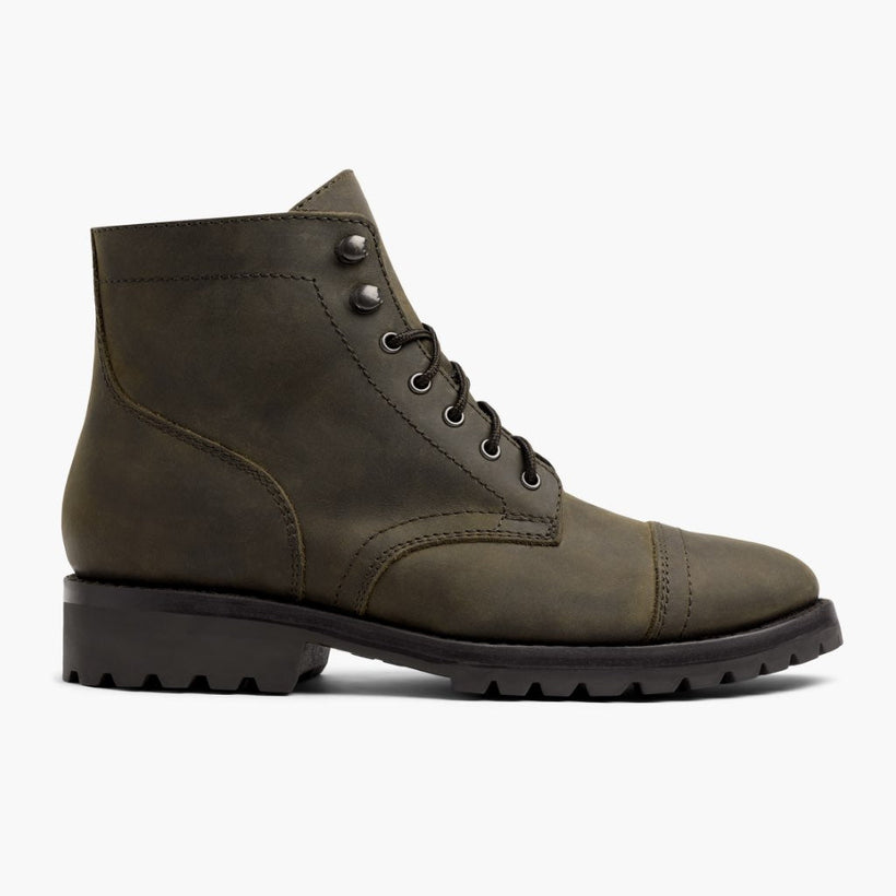 Captain StormKing® Dark Olive Matte Leather Boots for Herre