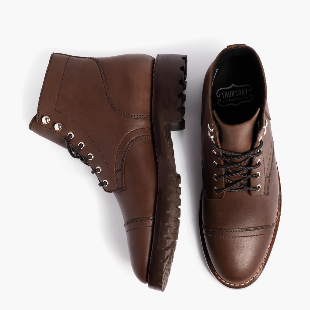 Captain StormKing® Whiskey Leather Boots - Reinforced Heel Counter & Precision Double-Row Stitching Detail