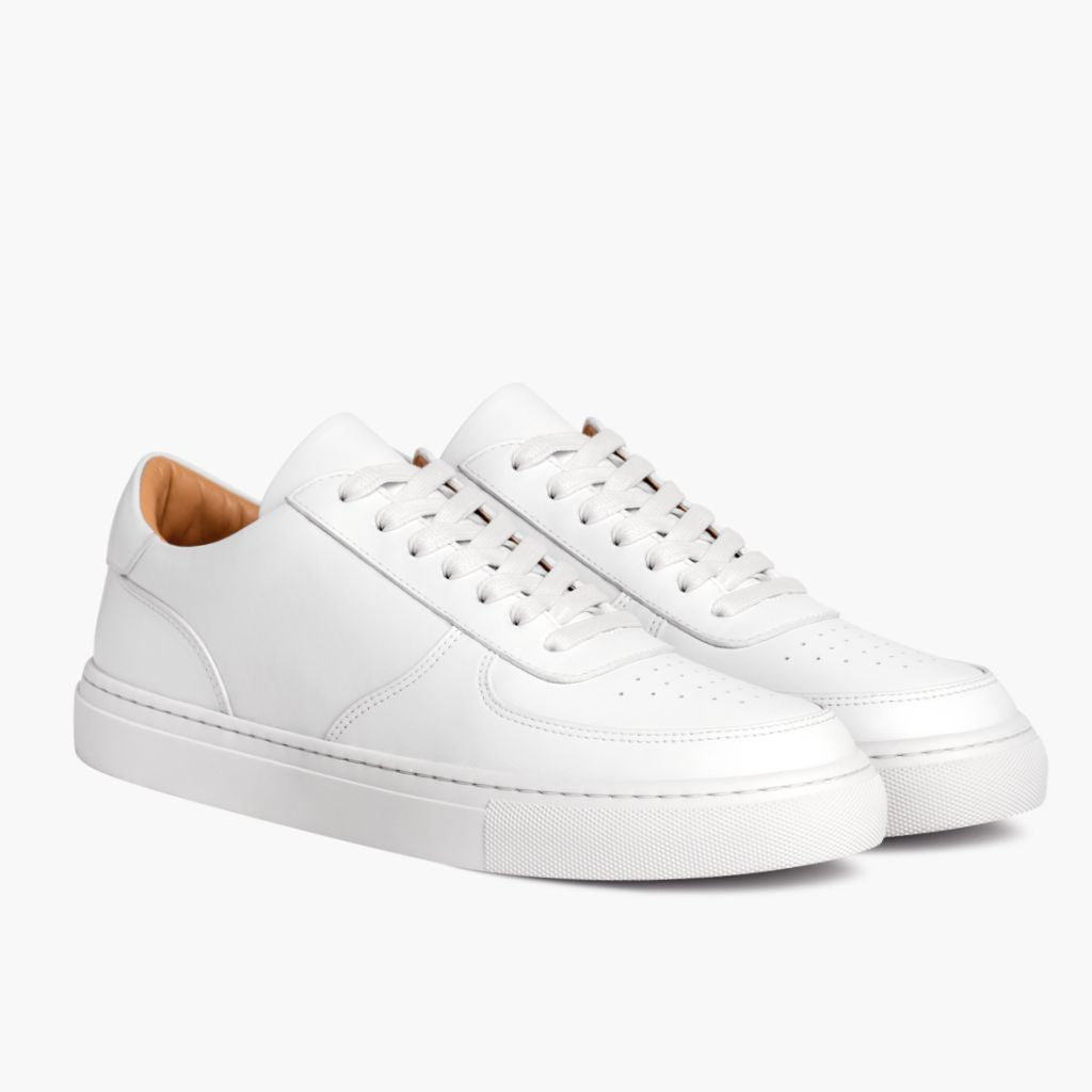 Court Toffee x Off-White Leather Sneakers in White Full-Grain Leather - Lateral Side Profile View | Buy Online