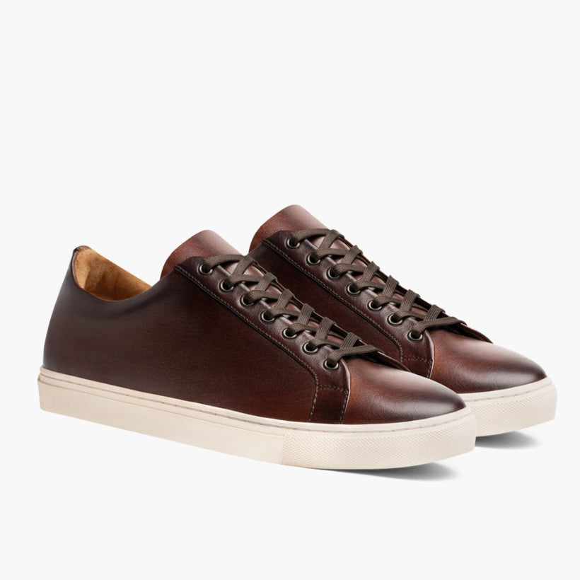 Premier Low Top Coffee Leather Sneakers for Herre