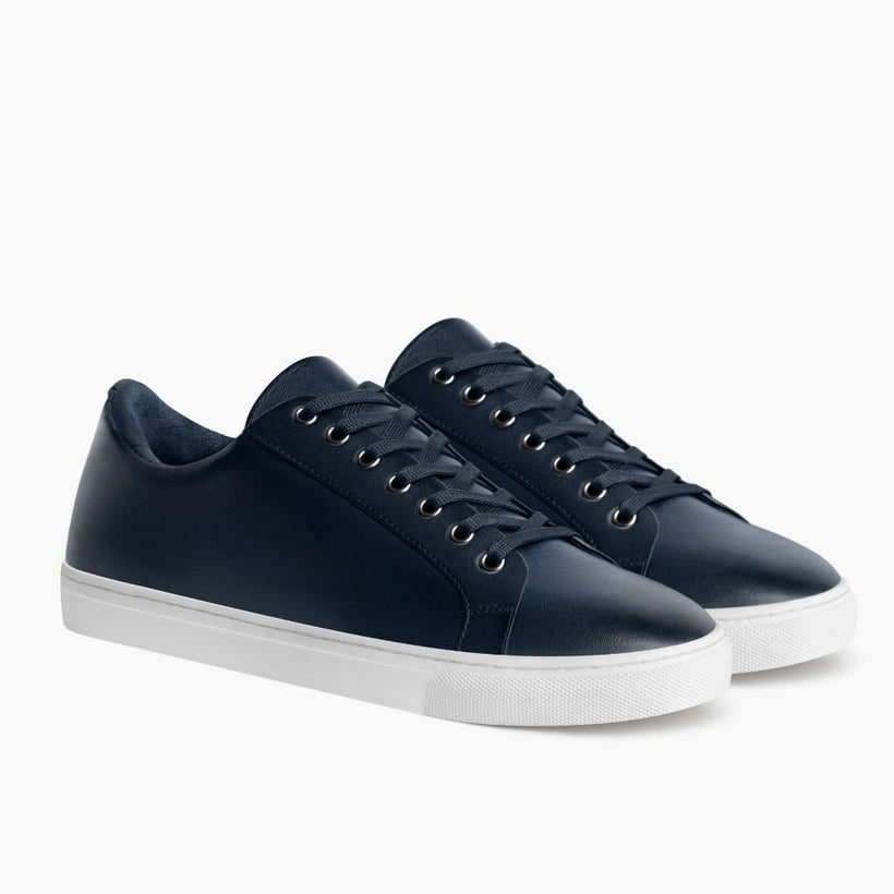 Premier Low Top Deep Blue Leather Sneakers for Herre