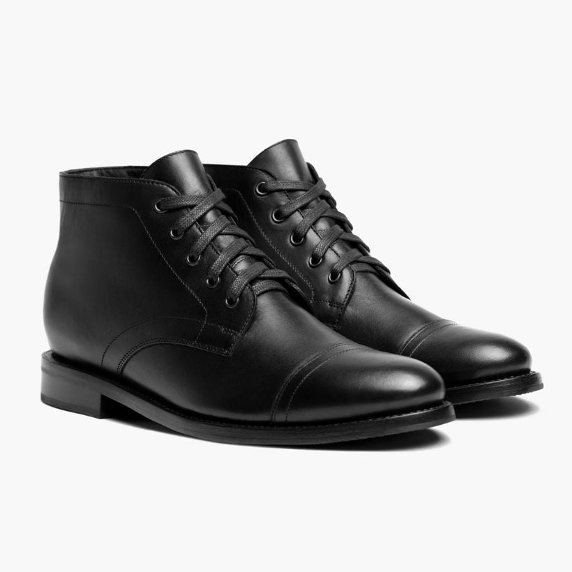 Cadet Svart Leather Boots for Herre