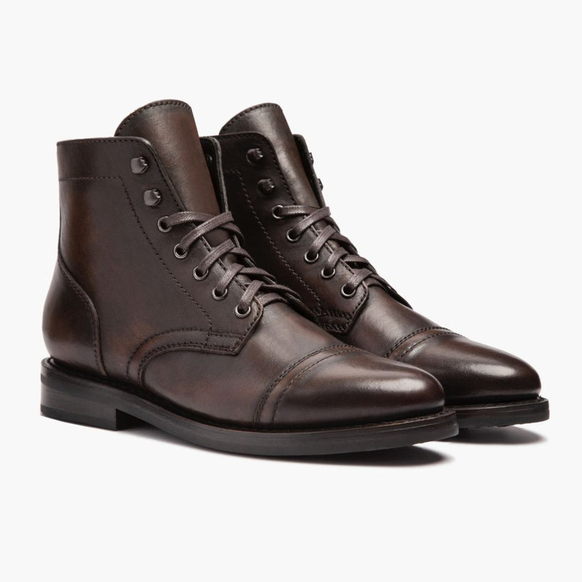 Captain Svart Coffee Leather Boots for Kvinner