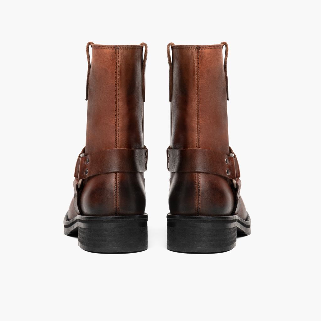 High-Traction Rubber Outsole & Lug Tread Pattern on Outlaw Rust Brown Leather Boots
