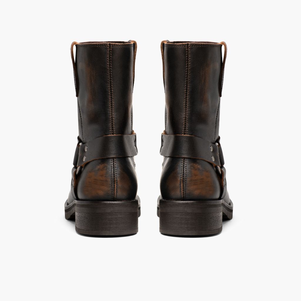 High-Traction Rubber Outsole & Lug Tread Pattern on Outlaw Vintage Brown Leather Boots