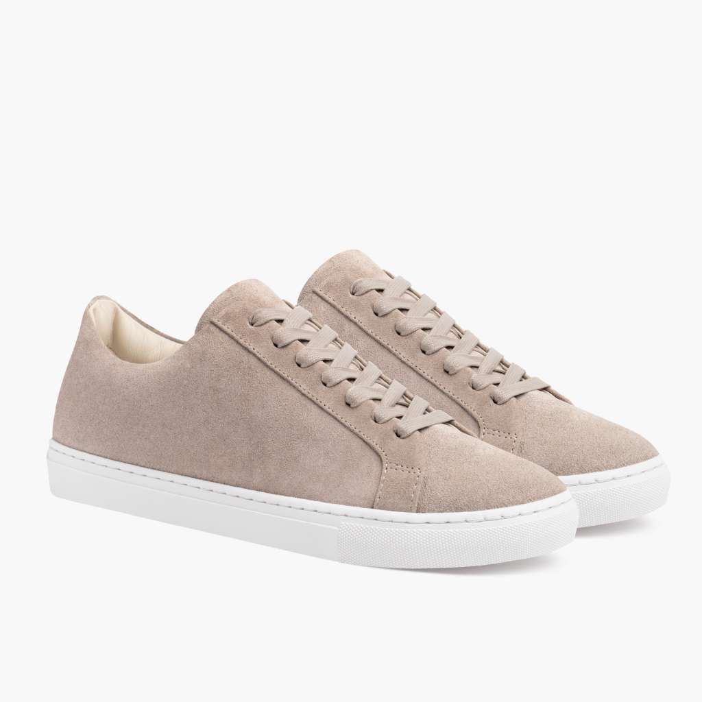 Premier Low Top Latte Leather Sneakers in Classic Full-Grain Leather - Lateral Side Profile View | Buy Online