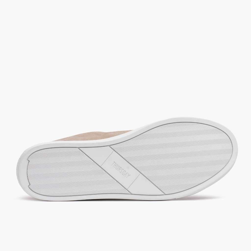 High-Traction Rubber Outsole & Lug Tread Pattern on Premier Low Top Latte Leather Sneakers