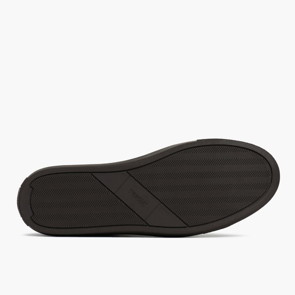 High-Traction Rubber Outsole & Lug Tread Pattern on Premier Low Top Tobacco Leather Sneakers