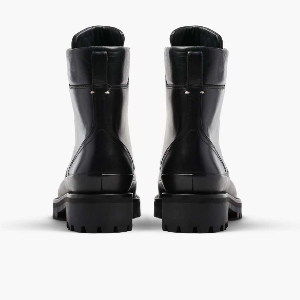 High-Traction Rubber Outsole & Lug Tread Pattern on Ryder Black Leather Boots