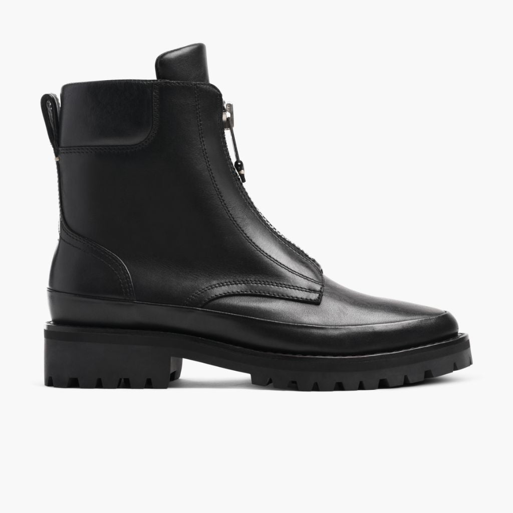 Ryder Black Leather Boots in Black Full-Grain Leather - Lateral Side Profile View | Buy Online