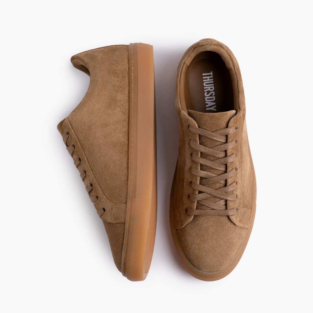 Premier Low Top Camel Leather Sneakers - Reinforced Heel Counter & Precision Double-Row Stitching Detail