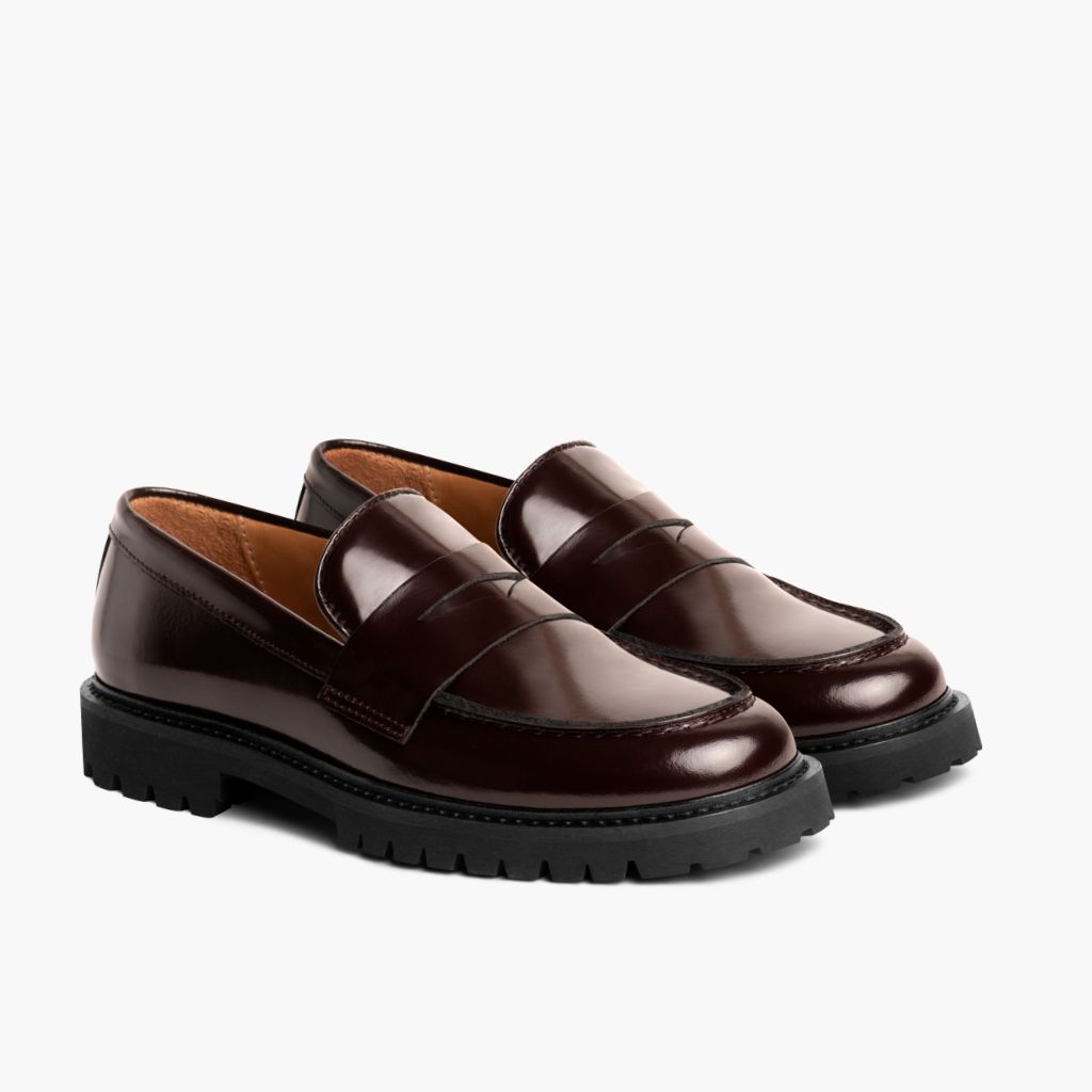 Penny Burgundy Leather Boots in Burgundy Full-Grain Leather - Lateral Side Profile View | Buy Online