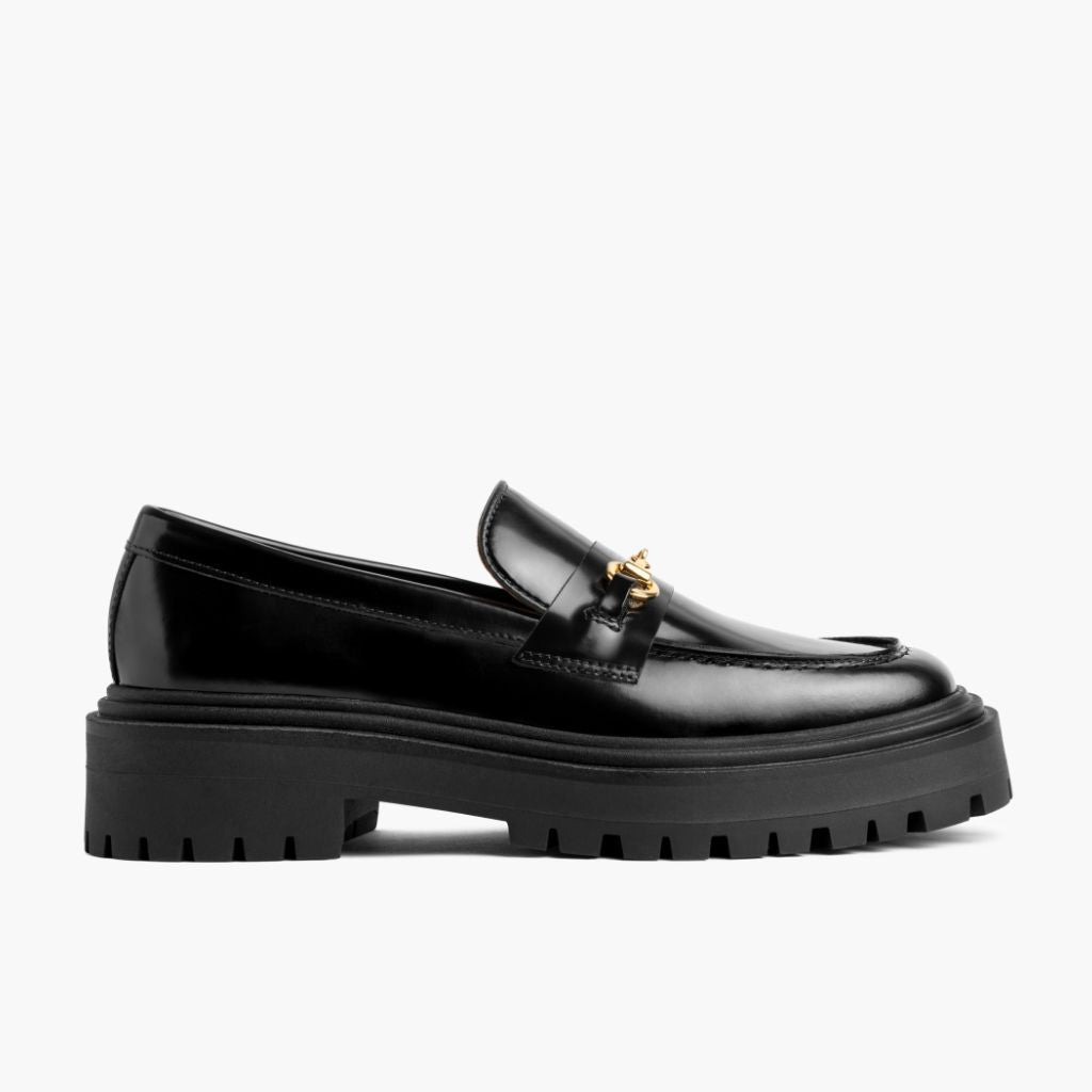 Black Full-Grain leather Loafers - Goodyear Welt Construction & Front Toe Box Detail