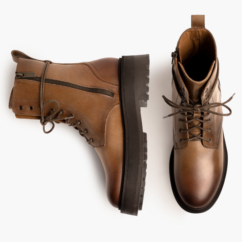High-Traction Rubber Outsole & Lug Tread Pattern on Quest Natural Leather Boots