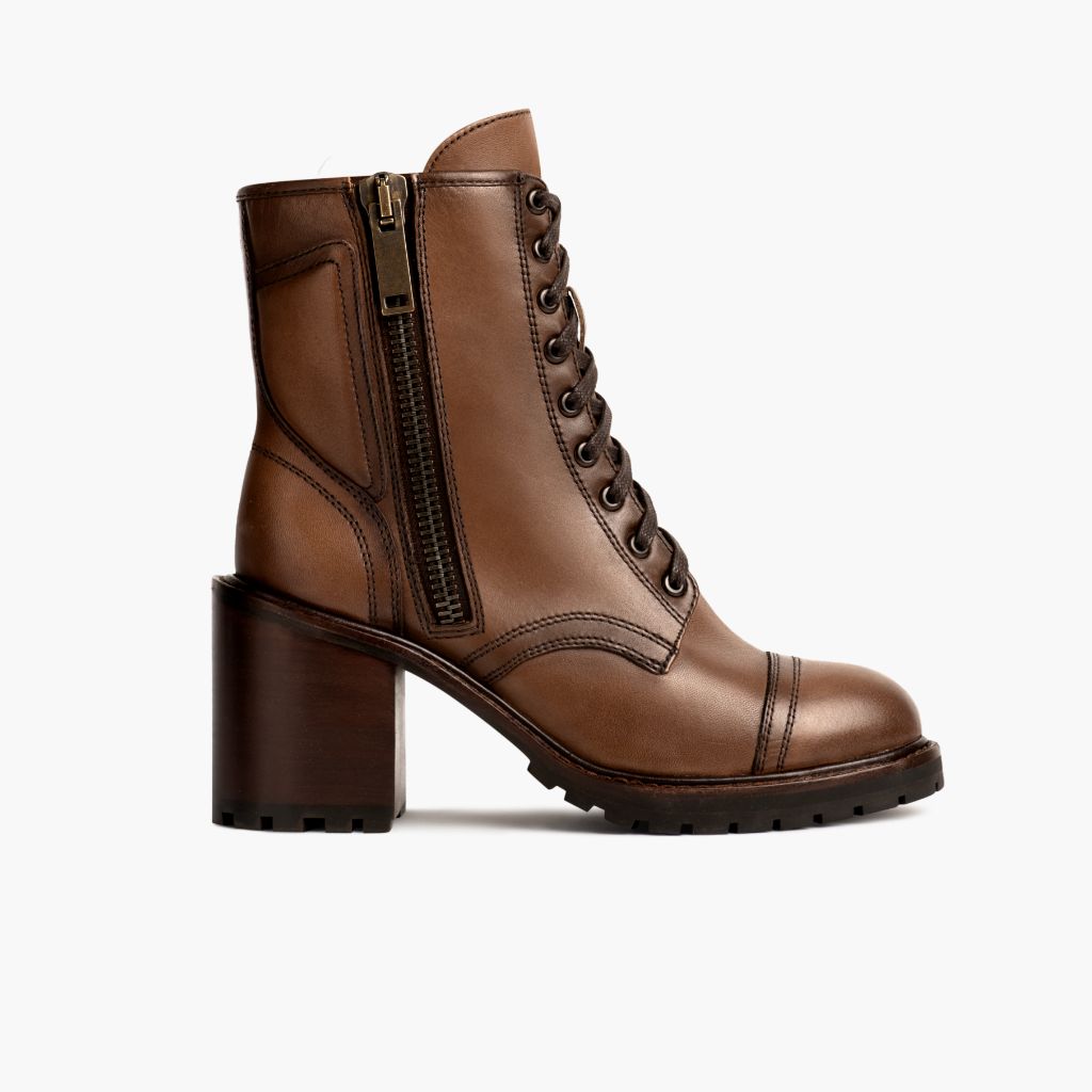 Rebel Amber Wheat Leather Boots in Classic Full-Grain Leather - Lateral Side Profile View | Buy Online