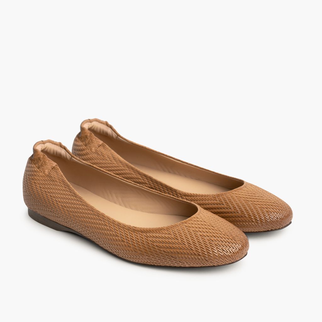 Scrunch Tan Embossed Leather Boots in Tan Full-Grain Leather - Lateral Side Profile View | Buy Online