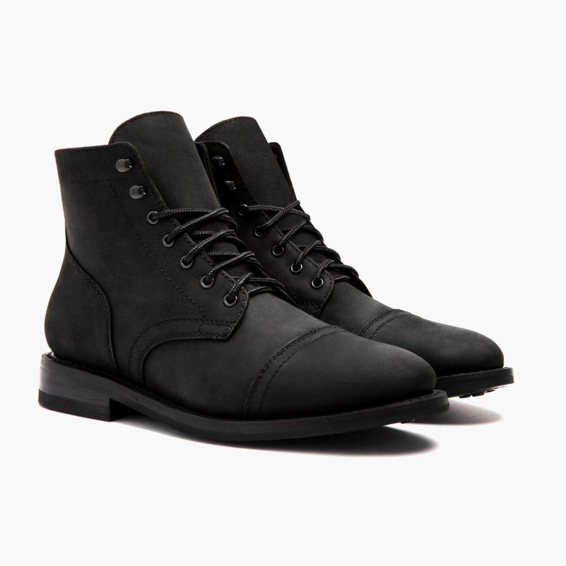 Captain Svart Matte Leather Boots for Herre