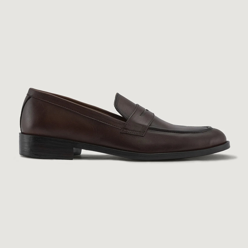 Baxton Burnished Brun Leather Loafers for Herre