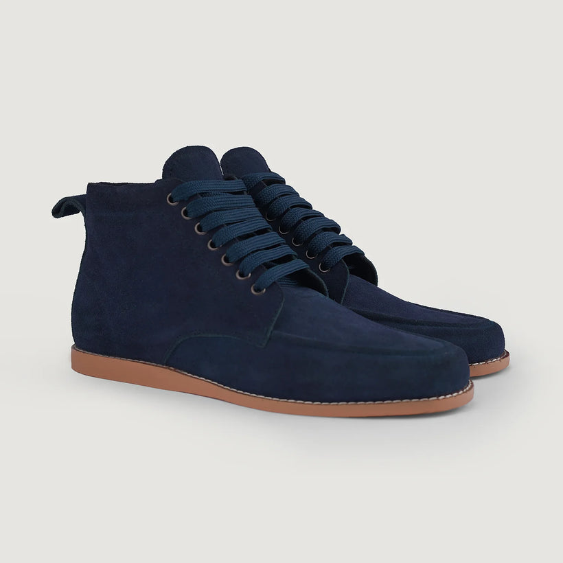 Bearman Moc Toe Blue Suede Boots for Herre