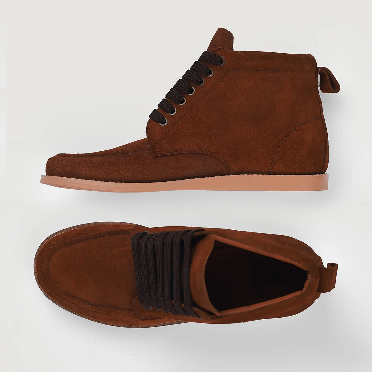 Bearman Moc Toe Brown Suede Boots - Reinforced Heel Counter & Precision Double-Row Stitching Detail