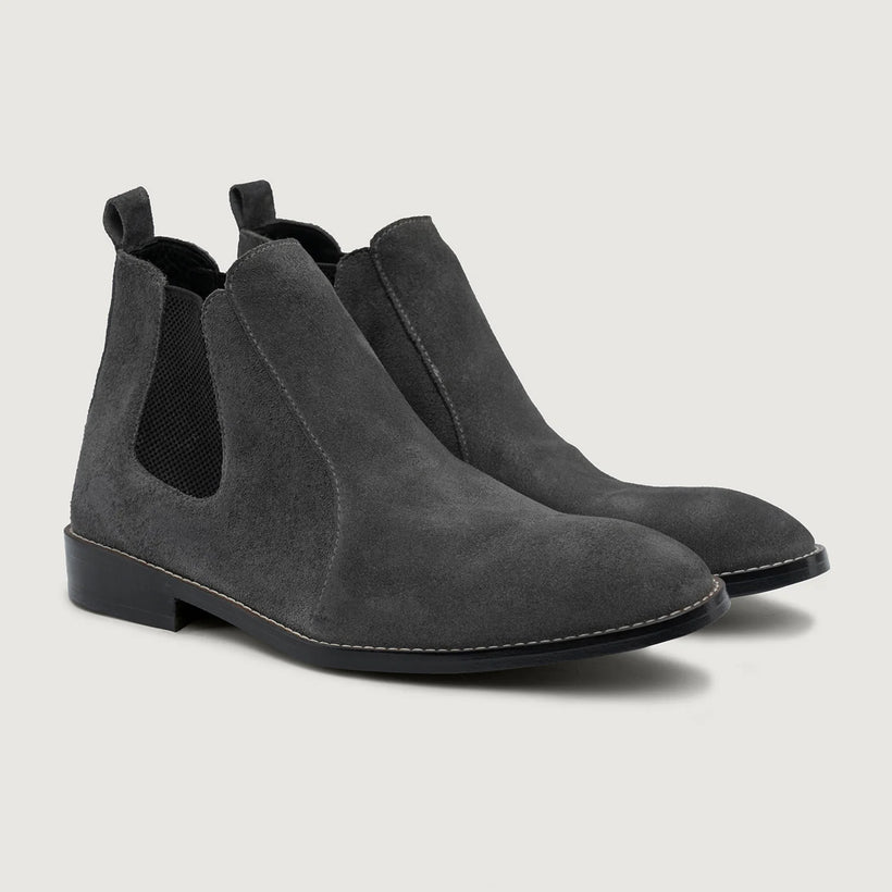 Clarkson Chelsea Grey Suede Leather Boots - StudGuard for Herre