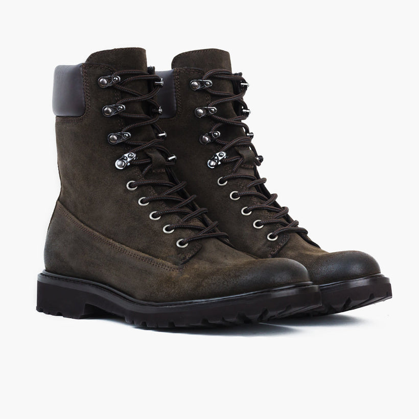 Explorer Dark Olive Suede Leather Boots for Herre