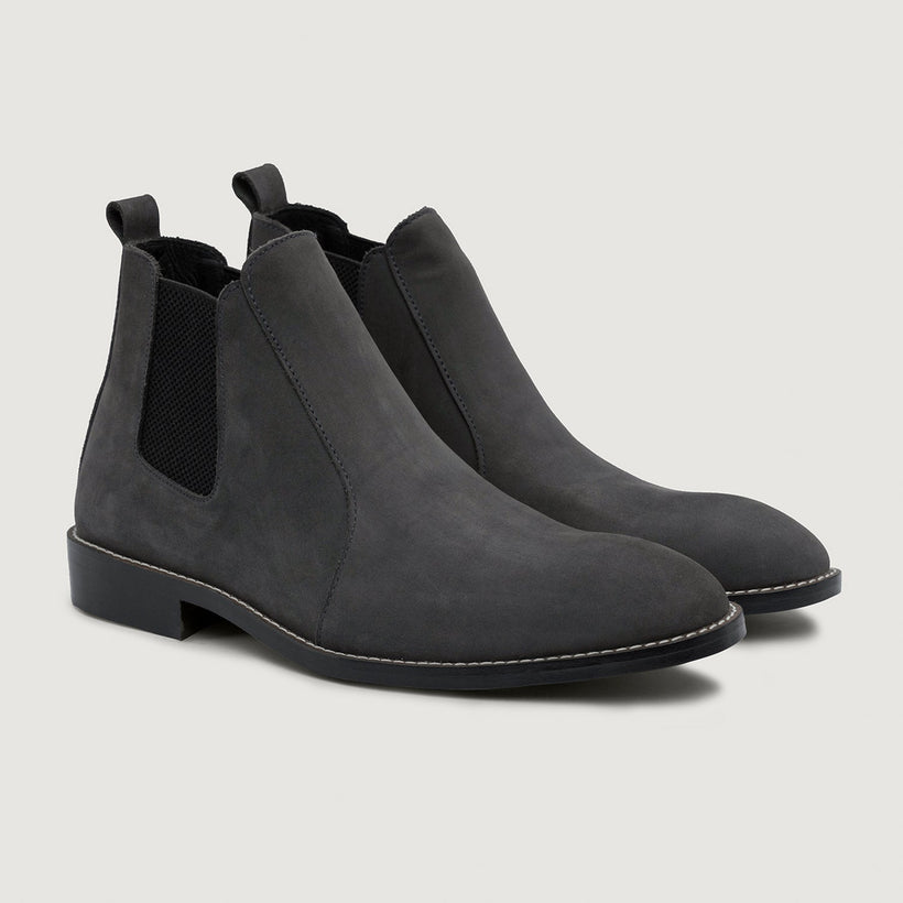 Clarkson Chelsea Grey Nubuck Leather Boots - StudGuard for Herre