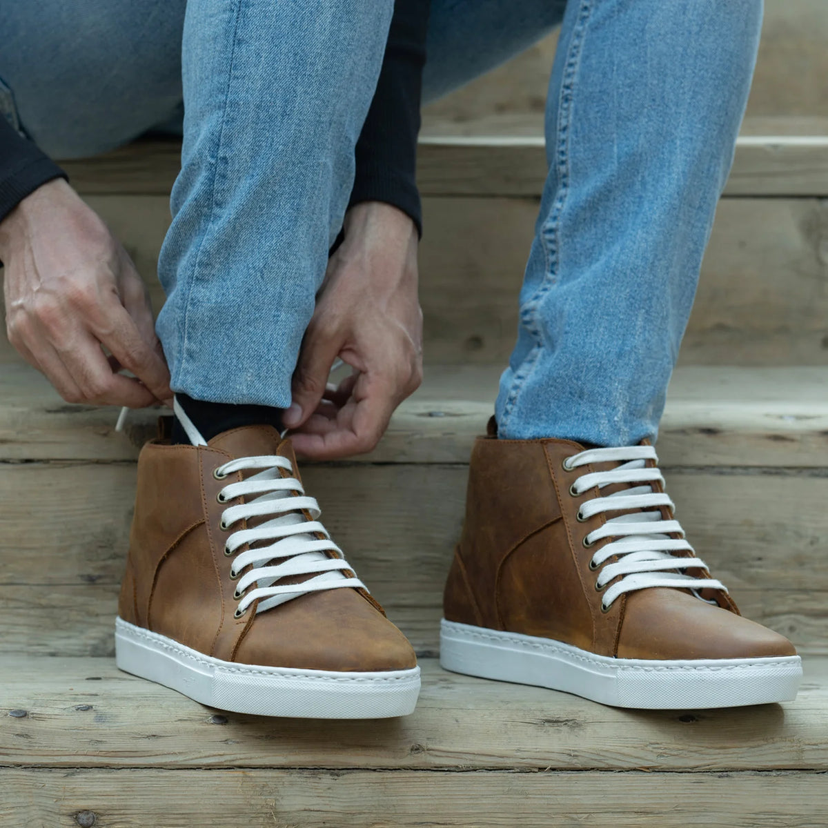 Orlaven Marty High Top Burnt Copper Pullup Leather Sneakers footwear image 10