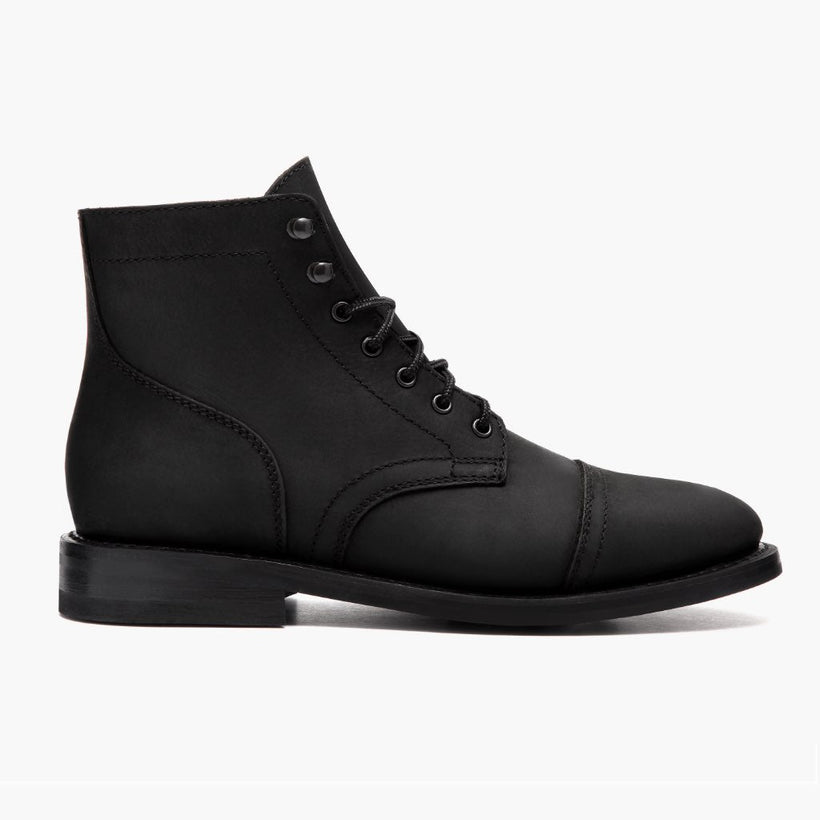 Captain Svart Matte Leather Boots for Herre