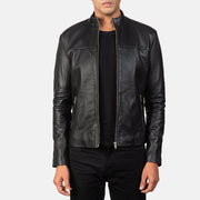 Men's Adornica Svart Bikerjakke i Skinn for Herre in Black Sheepskin Leather - Front Profile View &amp; Tailored Silhouette | Buy Online