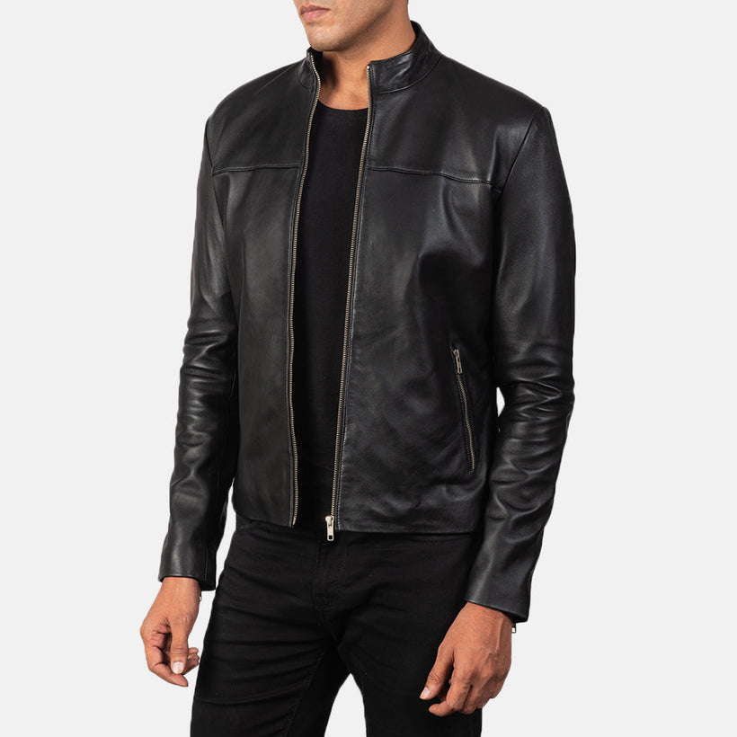Adornica Svart Bikerjakke i Skinn for Herre