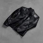 Zipper &amp; Hem Craftsmanship Construction Detail on Men's Adornica Svart Bikerjakke i Skinn for Herre