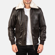 Men's Airin G-1 Brun Bomberjakke i Skinn for Herre in Brown Sheepskin Leather - Front Profile View &amp; Tailored Silhouette | Buy Online