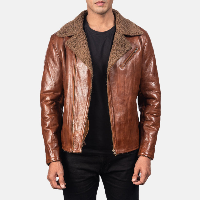 Alberto Shearling Brun Skinnjakke for Herre