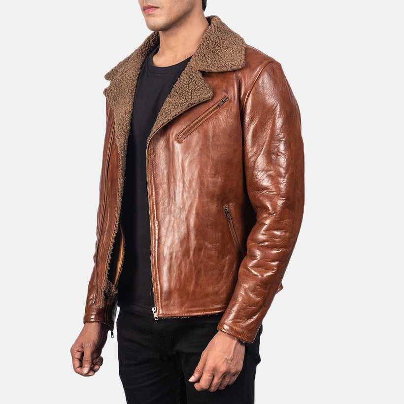 Alberto Shearling Brun Skinnjakke for Herre