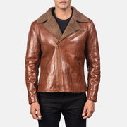 Men's Alberto Shearling Brun Skinnjakke for Herre - Lateral Side Profile View Showing Sleeve Cut &amp; Athletic Taper Fit