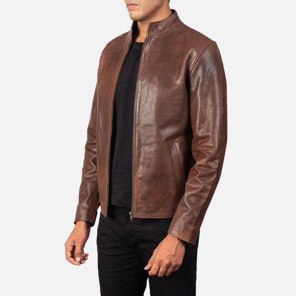 Alex Bikerjakke i Skinn for Herre – alternate product view 2