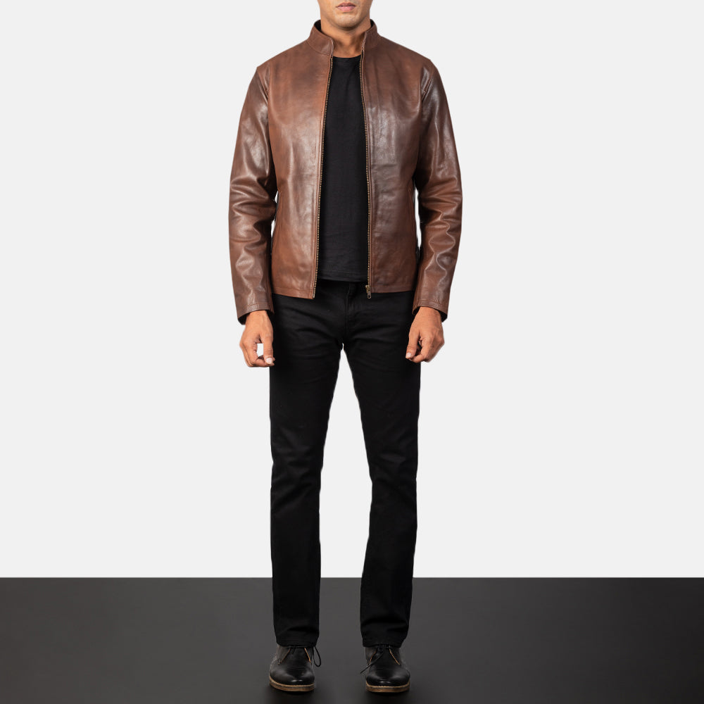 Alex Bikerjakke i Skinn for Herre – alternate product view 3