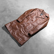 
Open Hem & Hem Craftsmanship Construction Detail on Alexis Brown Single Breasted Leather Coat