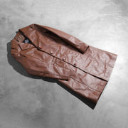 
Styled Fit Perspective of Alexis Brown Single Breasted Leather Coat on Model - Natural Daylight Drape
