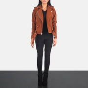 Women's Alison Brun Suede Bikerjakke i Skinn for Kvinner - Lateral Side Profile View Showing Sleeve Cut &amp; Athletic Taper Fit