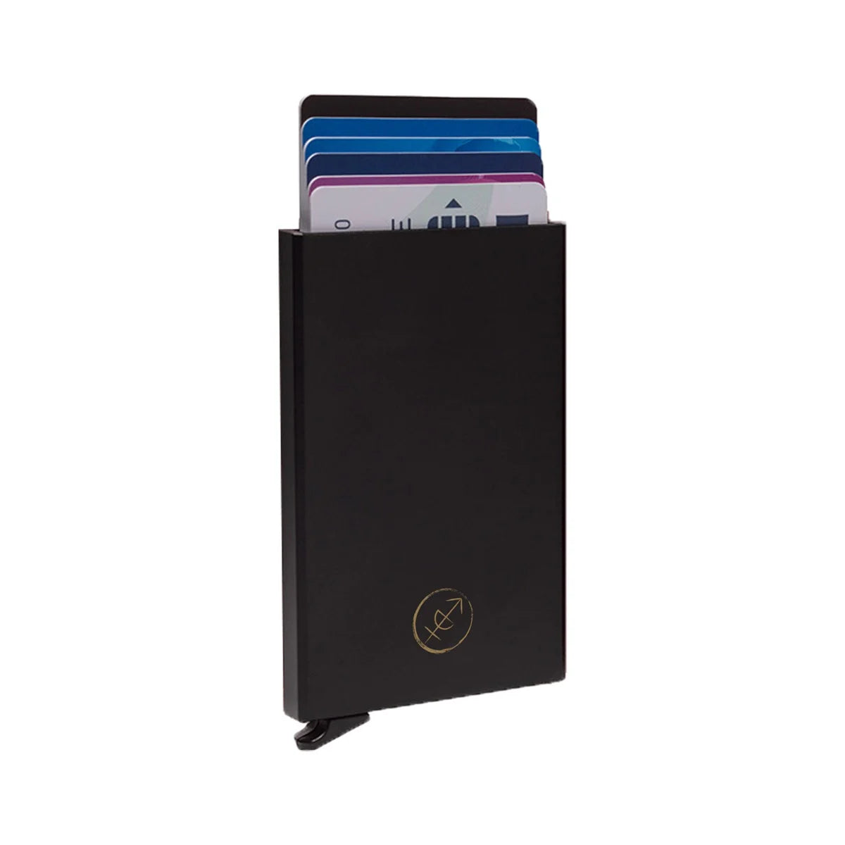 
Aluminium Card Holder in Classic 100% Full-Grain Leather - Full Exterior Front Profile View | Buy Online