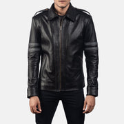 Armstrong Svart Bikerjakke i Skinn for Herre in Black Cowhide Leather - Front Profile View &amp; Tailored Silhouette | Buy Online